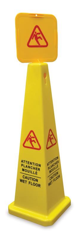 Four Sided Cone-shaped English/French Caution Wet Floor Sign